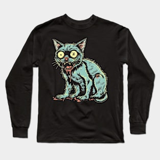 Creepy Cat Zombie Long Sleeve T-Shirt